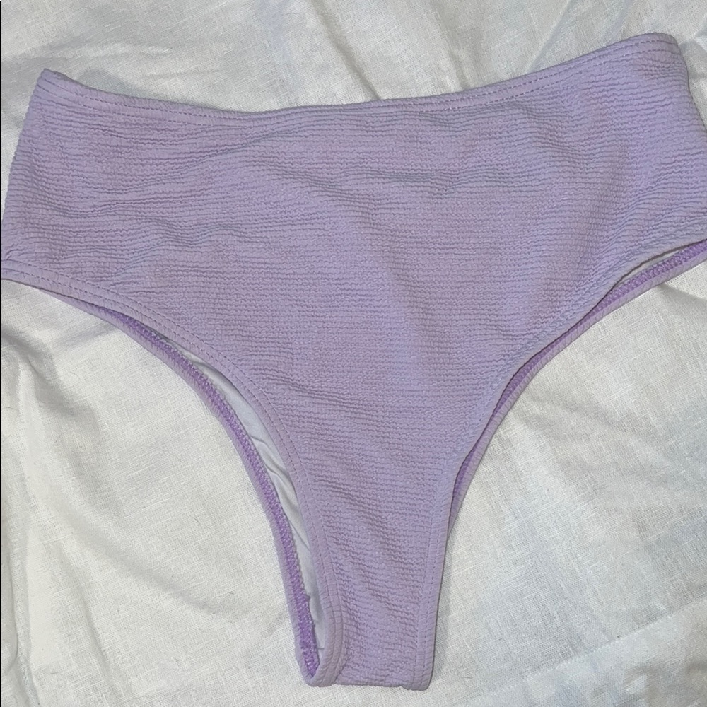 Purple High-Cut Bikini Bottoms with Textured Fabric